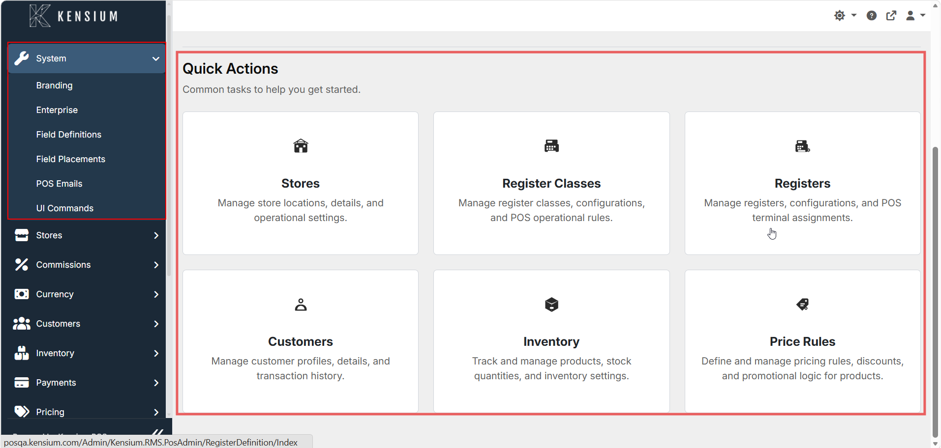 Admin navigation