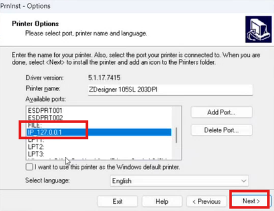 Select IP port