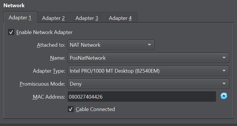 VM Network Settings