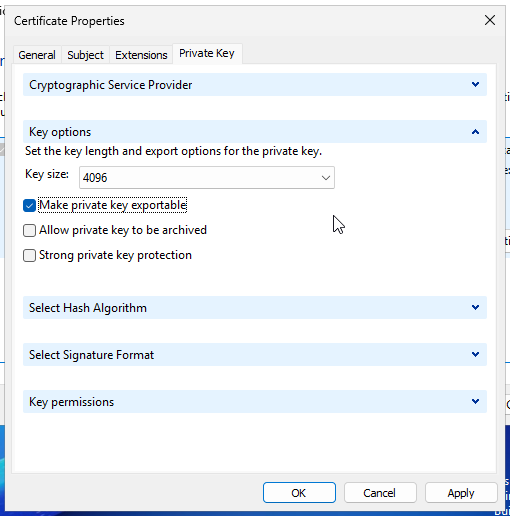 Private Key Tab