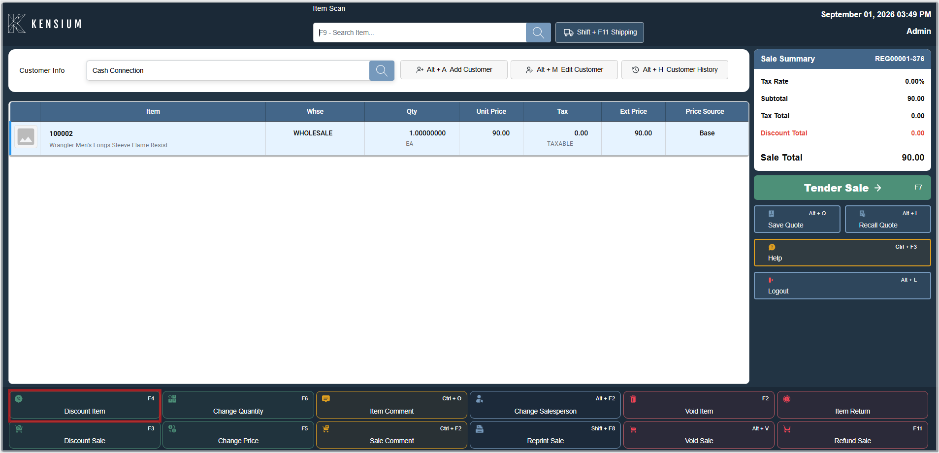Applying Item Discount Dialog