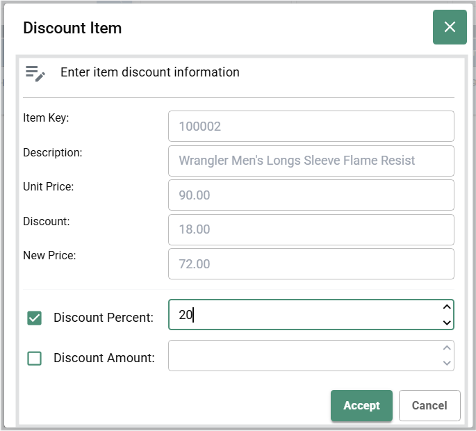 Item Discount Results