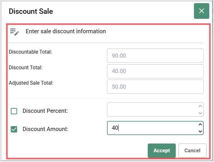 Sale Discount Results