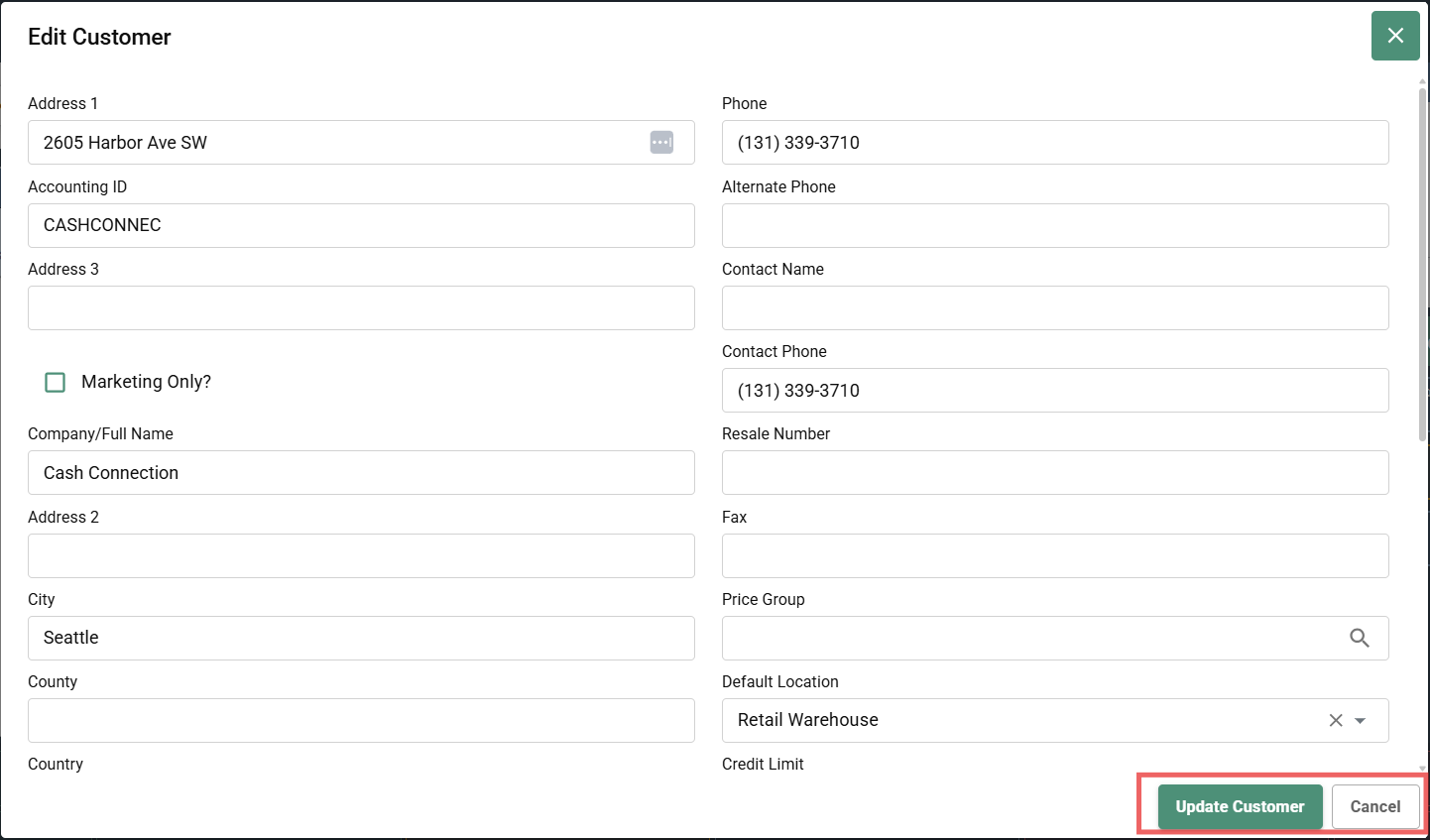 Edit Customer Form